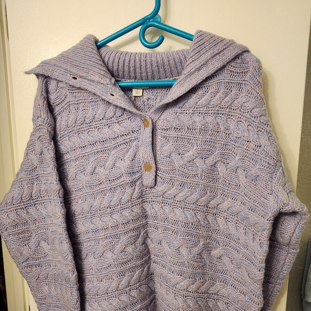 Sundance Blue & Pink Heavy Big Collar Sweater Never - New WOT -Large